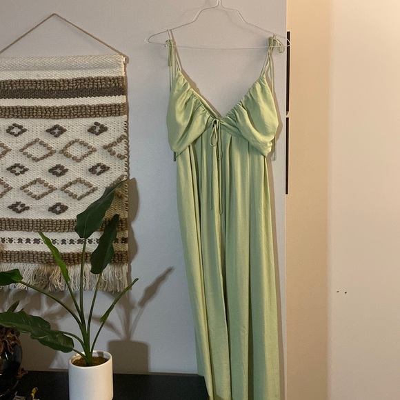 Lulus Confidence Check Satin Tie-Back Maxi Dress - Picture 2 of 7